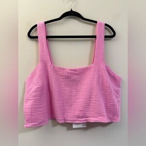 NWT Show Me Your Mumu Gauzey‎ Mini Crop Top in Cool Pop Pink - XL